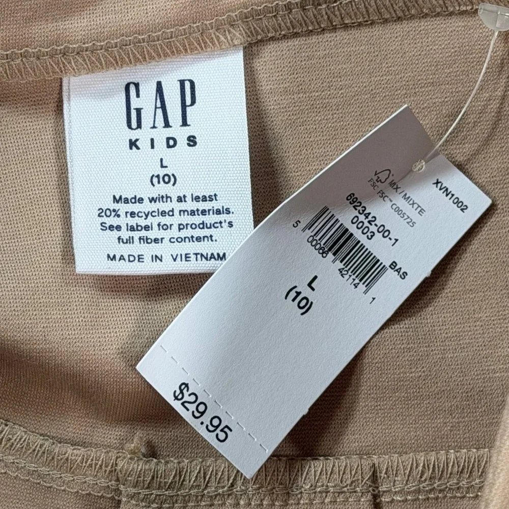 Gap Kids Girls Pleated Skort Tan Uniform Stretch Skirt Size L (10)
